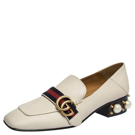 gucci pearl loafer white|gucci lace up loafers.